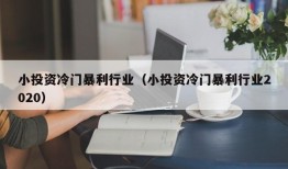 小投资冷门暴利行业（小投资冷门暴利行业2020）