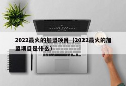 2022最火的加盟项目（2022最火的加盟项目是什么）