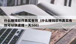 什么赚钱软件真实有效（什么赚钱软件真实有效可以快速赚一天500）