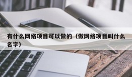 有什么网络项目可以做的（做网络项目叫什么名字）