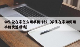 学生党在家怎么用手机挣钱（学生在家如何用手机快速赚钱）