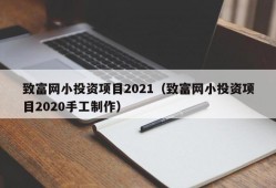 致富网小投资项目2021（致富网小投资项目2020手工制作）