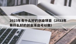 2023年有什么好的创业项目（2023年有什么好的创业项目可以做）