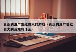 真正的没广告红包大的游戏（真正的没广告红包大的游戏叫什么）