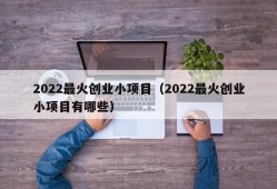 2022最火创业小项目（2022最火创业小项目有哪些）