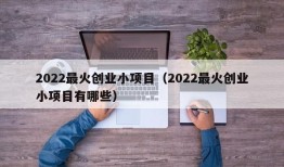 2022最火创业小项目（2022最火创业小项目有哪些）