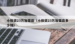 小投资23万加盟店（小投资23万加盟店多少钱）