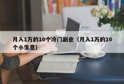 月入1万的10个冷门副业（月入1万的10个小生意）