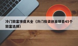 冷门致富项目大全（冷门投资创业项目45个致富选择）