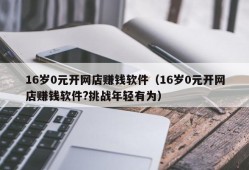 16岁0元开网店赚钱软件（16岁0元开网店赚钱软件?挑战年轻有为）