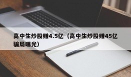 高中生炒股赚4.5亿（高中生炒股赚45亿骗局曝光）