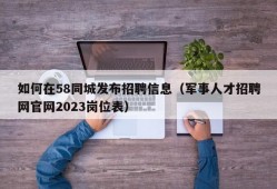 如何在58同城发布招聘信息（军事人才招聘网官网2023岗位表）