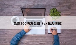 急需300块怎么赚（vx私人借钱）